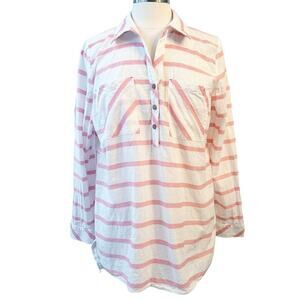 SOFT SURROUNDINGS Modena Striped Blouse Top Shirt L